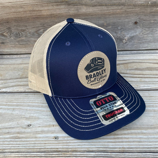 Bradley CGE 2025 V2 Leather Patch Trucker Hat Navy/Khaki