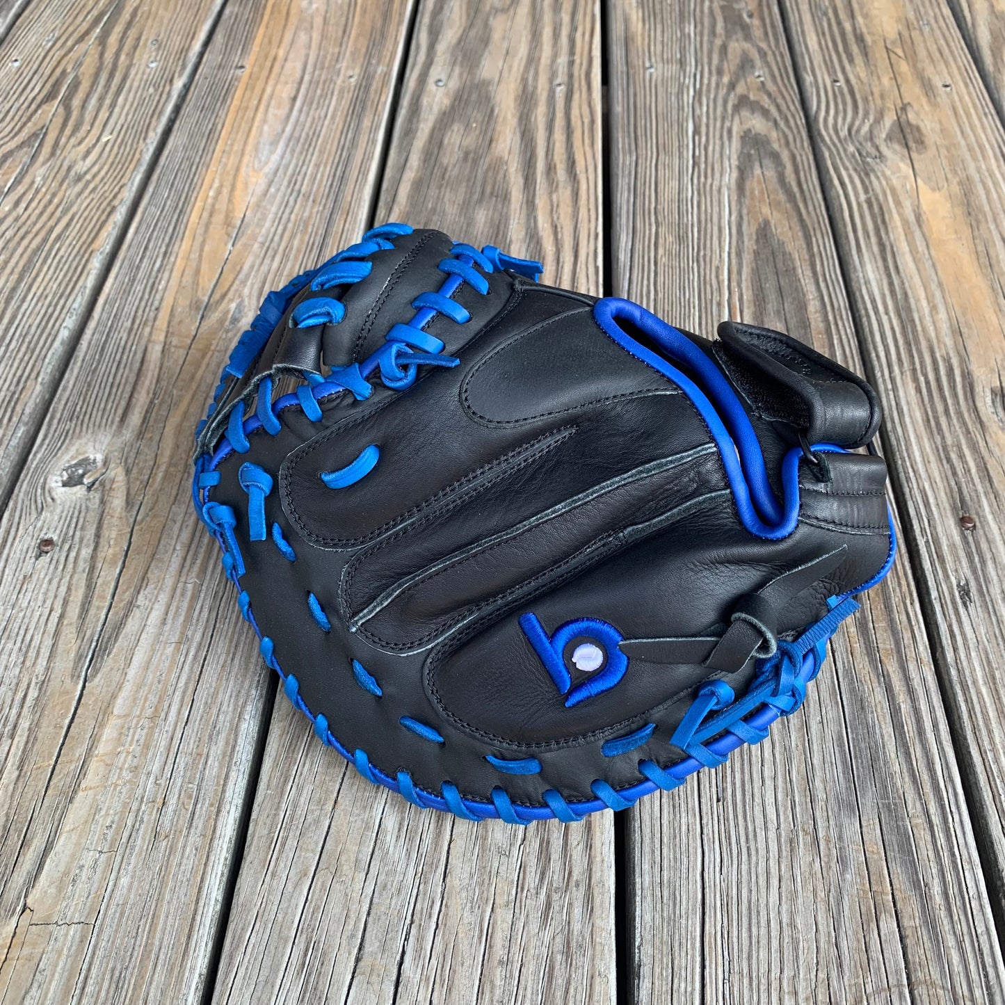 32" Open Back ADJ Catcher's Mitt, Next Play Pro Kip LTD Black/Royal